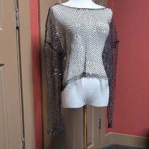 Zara Shimmer Sequin Mesh Top Coachella READY!